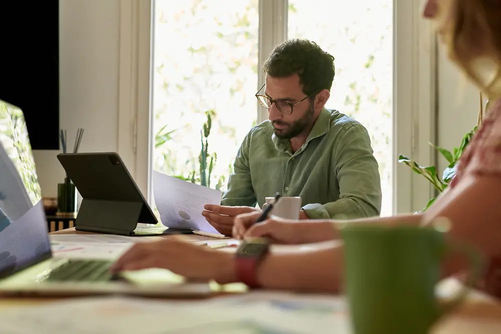 Employee who is working from home due to COVID-19.