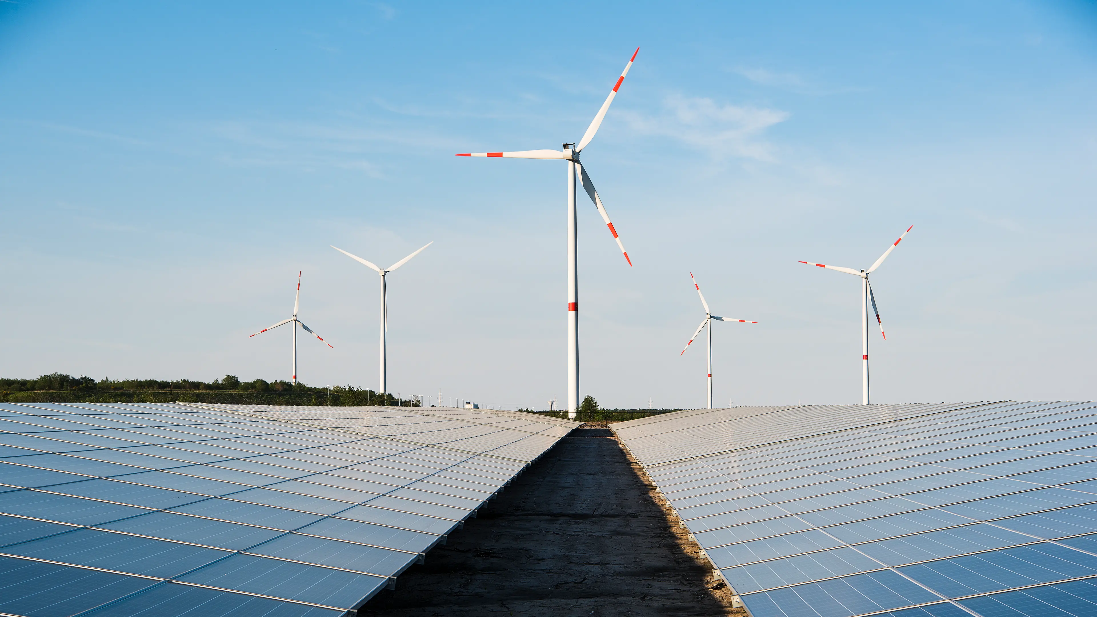 Solar panels and wind turbines