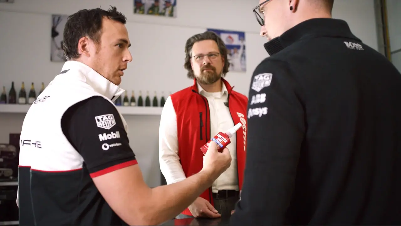 Martin Christall, Application Engineer at Henkel Adhesive Technologies, working with the TAG Heuer Porsche Formula E team. They use an adhesive from Loctite.