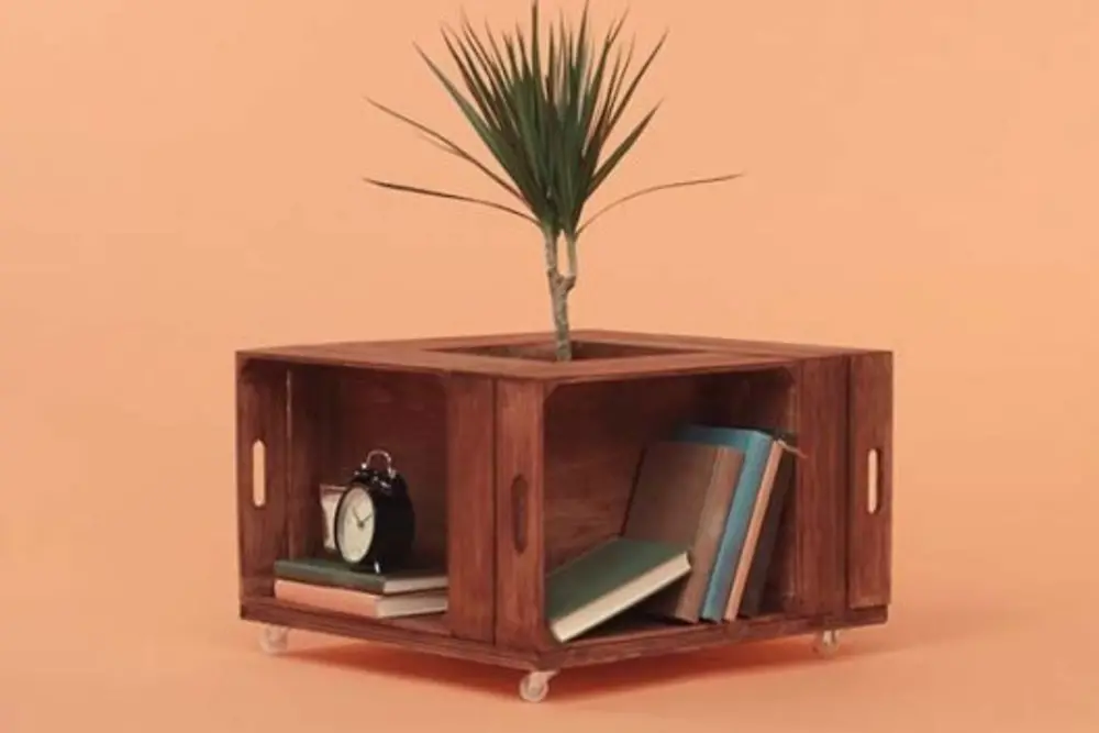 Coffee table upcycled from old wooden boxes.