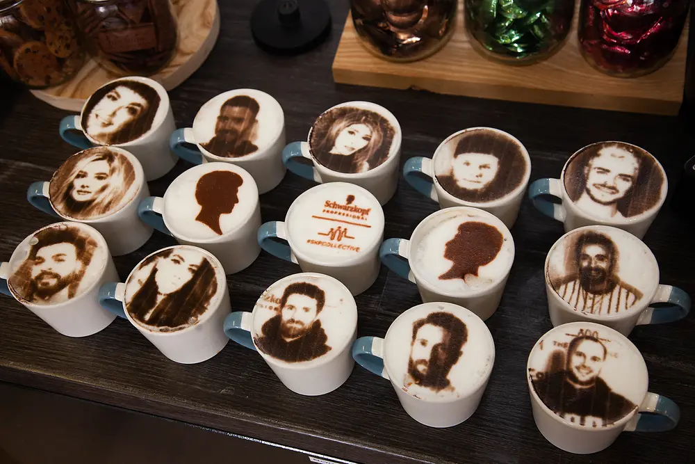 SKPCollective team portraits made with latte art